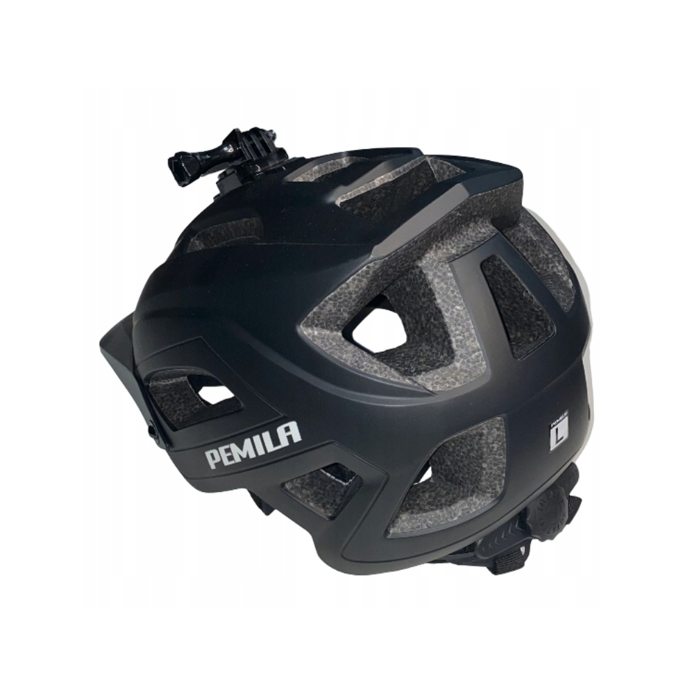 KASK ROWEROWY Z UCHWYTEM DO GoPro MTB PEMILA ROZM: L (58-61cm) CZARNY MAT