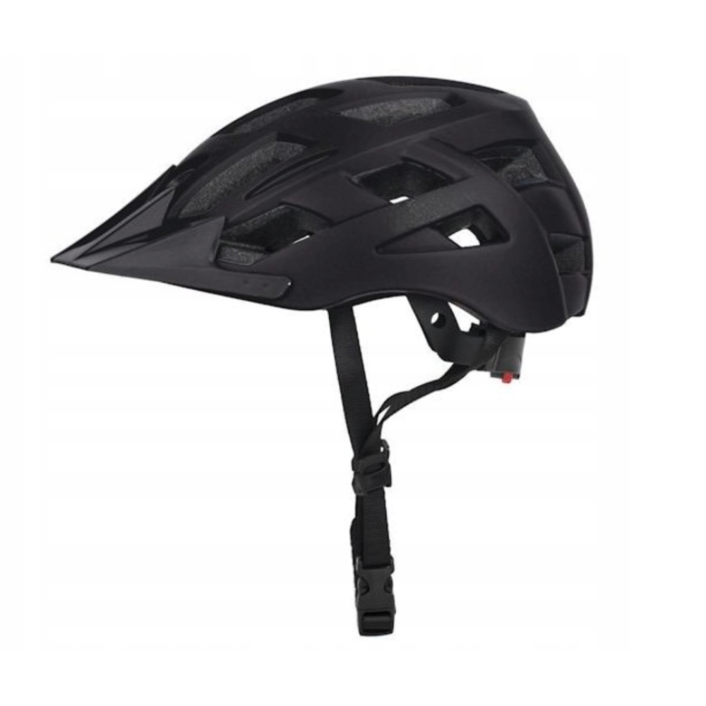KASK ROWEROWY HB3-2  CZARNY MAT + LAMPKA LED 3 TRYBY