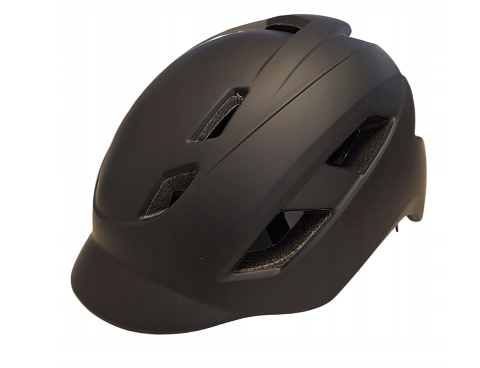 KASK ROWEROWY KS35 CZARNY MAT + LAMPKA LED 3 tryby - USB-C